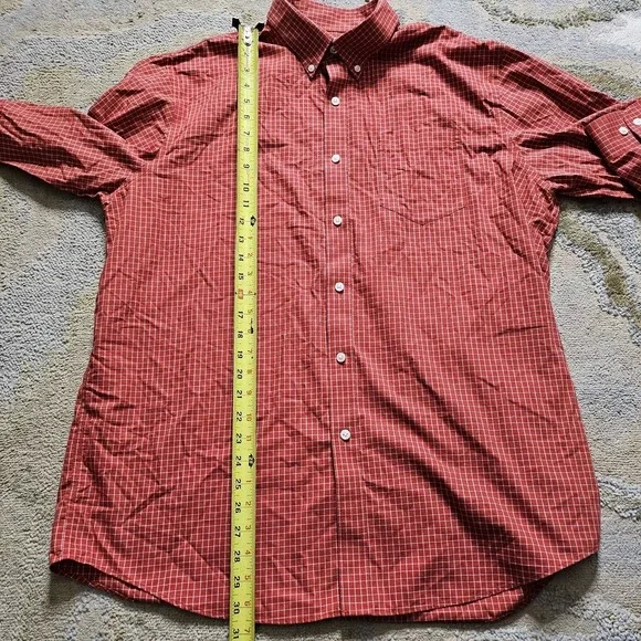 LL Bean Traditional Fit Long Sleeve Button Down Red  Check Mens Large - Picture 10 of 11